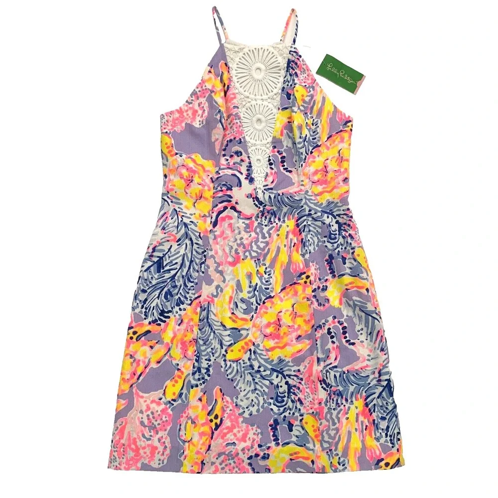 Lilly Pulitzer Pearl‎ Shift Dress Lilac Verbena So Snappy sz 0 Zipper Charm